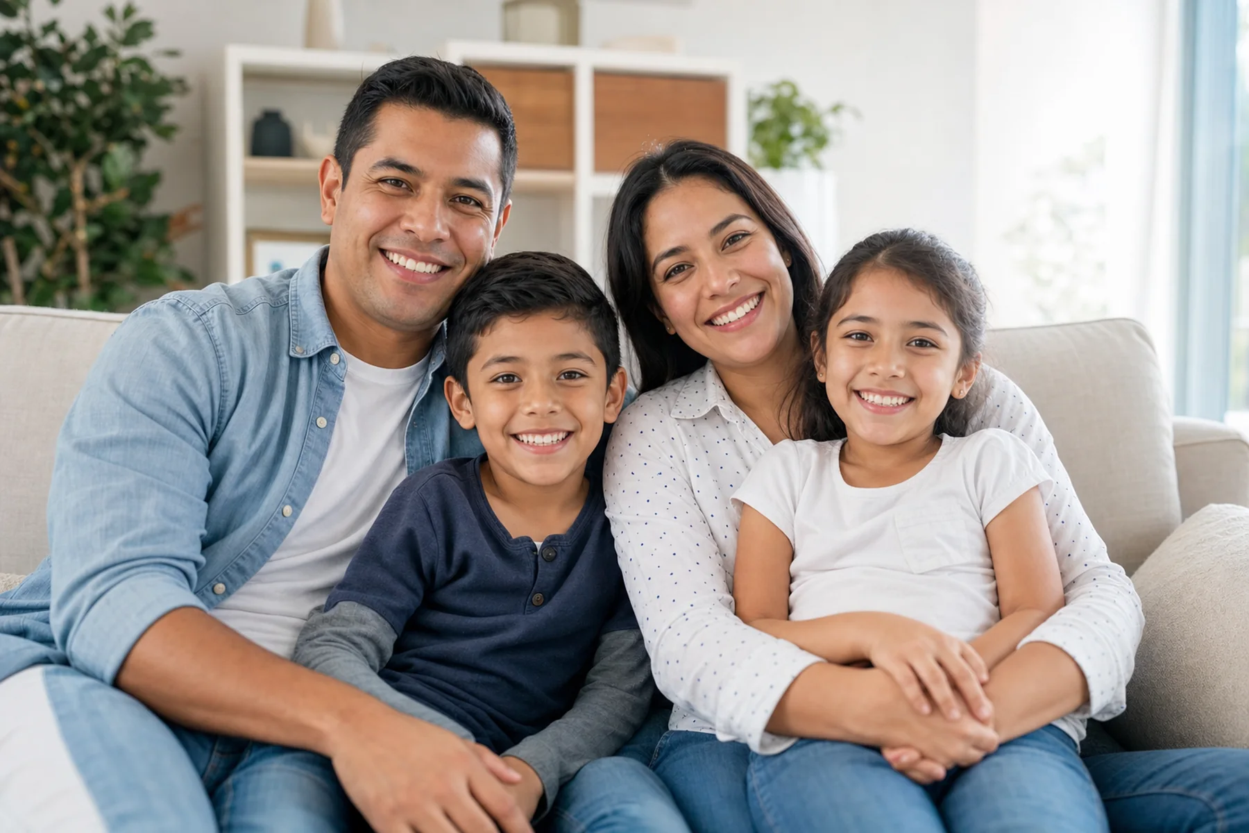 Family at home protected by a life insurance strategy