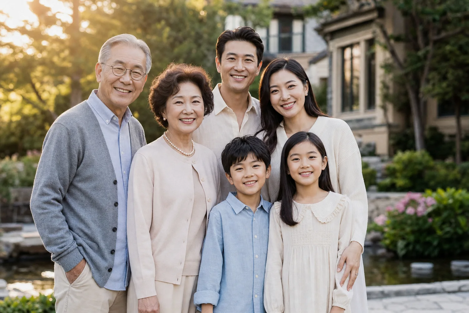 Three generations of one family together outdoors